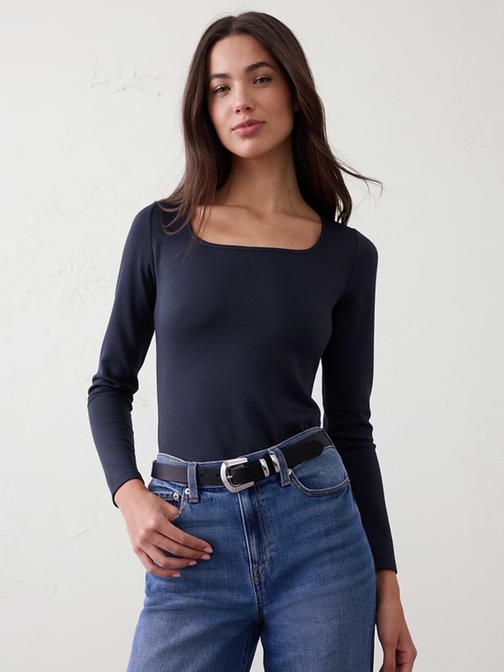 NWT Banana Republic Long Sleeve Square Neck Top (Small)